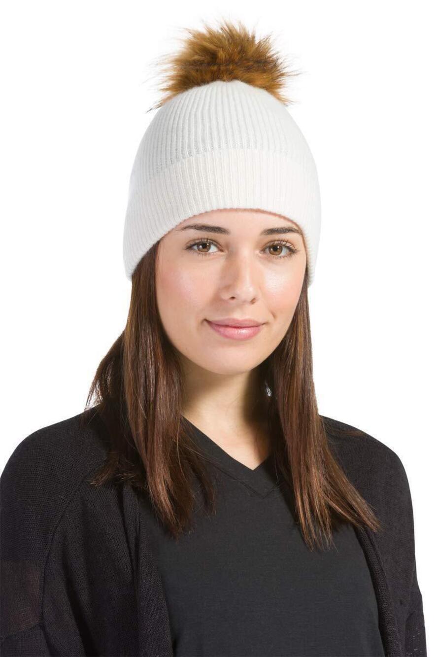 4627 100% Cashmere Cuffed Beanie Cream